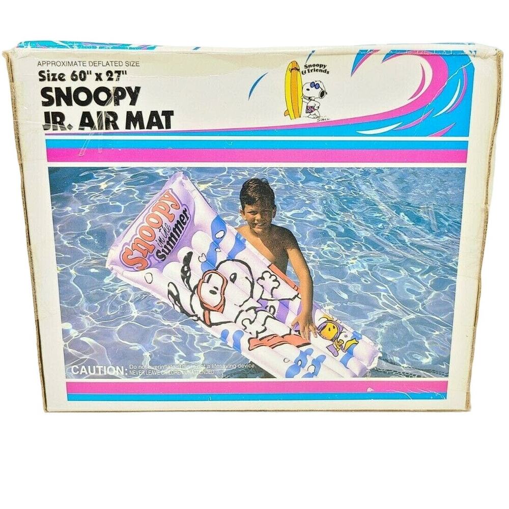Vintage Snoopy Inflatable Raft Pool Air Mat Intex 1991